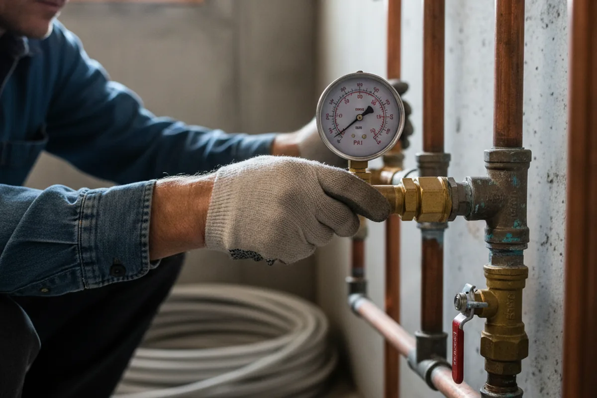 Pressure testing a repaired line during Water Line Repair in Mc Clure
